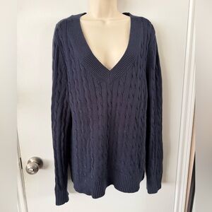 Tommy Hilfiger Navy Blue Cable Knit Sweater L